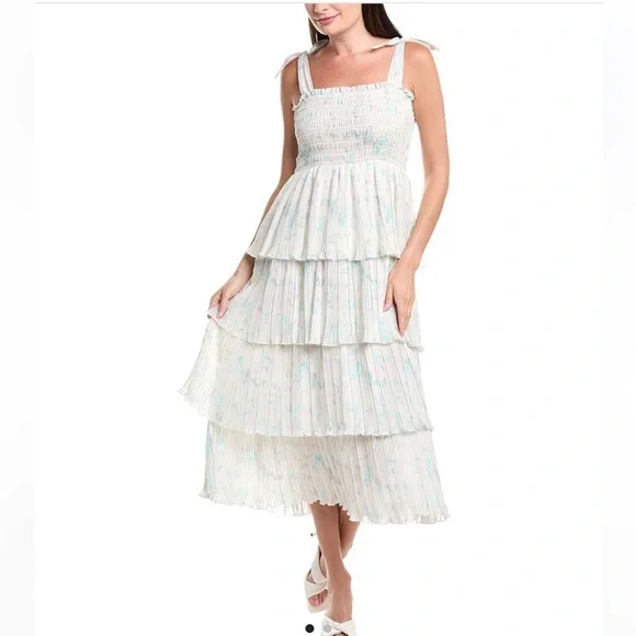 GANNI Georgette Tiered Dress - Tofu - Picture 10 of 10